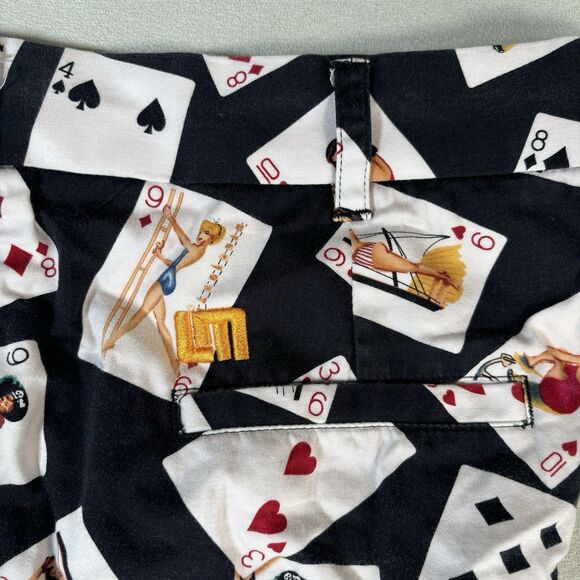 LOUDMOUTH Golf Shorts Girls Playing Cards Printed Black Size 38 gamble poker AOP - Picture 6 of 9